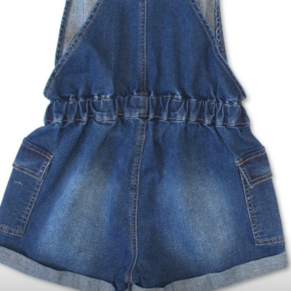 Shortall Jean Cargo Short Overalls Size Large Juniors - Picture 2 of 7